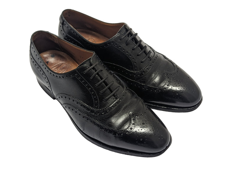 Crockett & Jones Shoes UK 7F Black Brogued Downing Oxfords