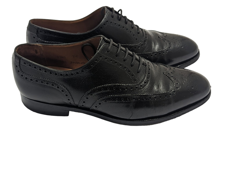 Crockett & Jones Shoes UK 7F Black Brogued Downing Oxfords