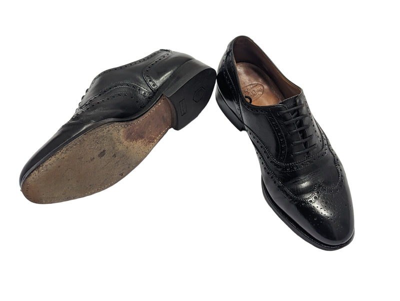 Crockett & Jones Shoes UK 7F Black Brogued Downing Oxfords