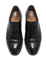 Crockett & Jones Shoes UK 7F Black Brogued Downing Oxfords