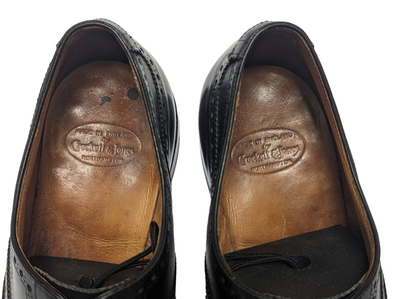 Crockett & Jones Shoes UK 7F Black Brogued Downing Oxfords