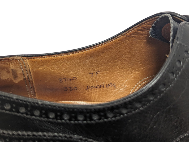 Crockett & Jones Shoes UK 7F Black Brogued Downing Oxfords