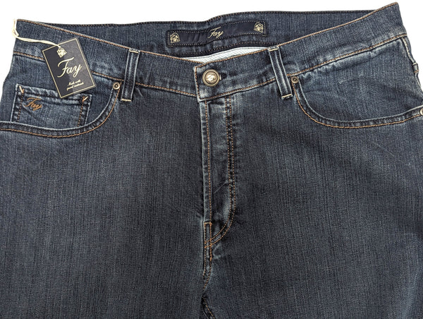 Fay Jeans 38 Washed Mid Blue 5 pocket cotton/elastane denim