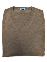 Battisti Sweater S/M 50 Mushroom brown V-neck Pure cashmere