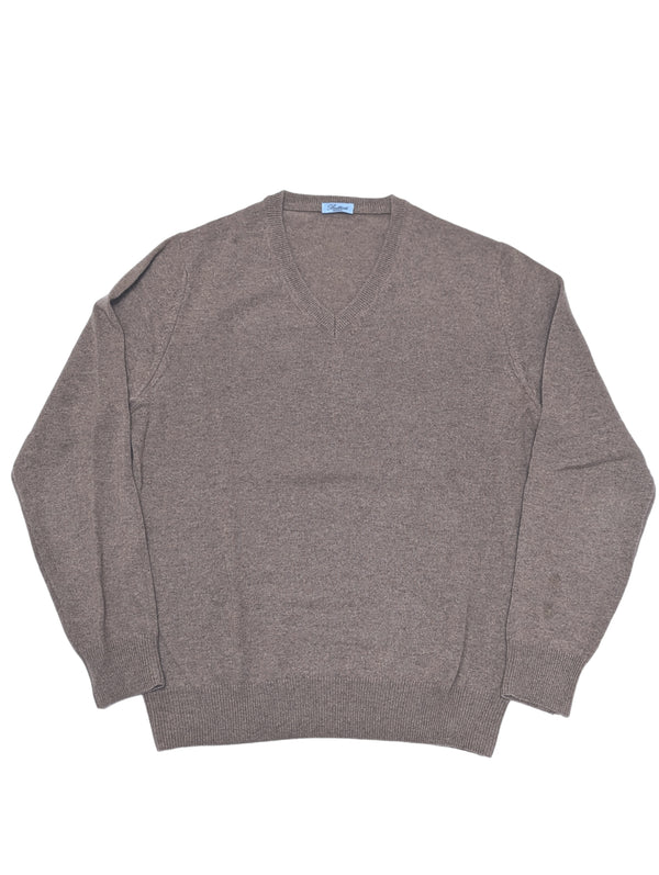 Battisti Sweater S/M 50 Mushroom brown V-neck Pure cashmere