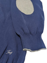 Fay Sweater XXL/58 Blue Trimmed Cotton Crewneck