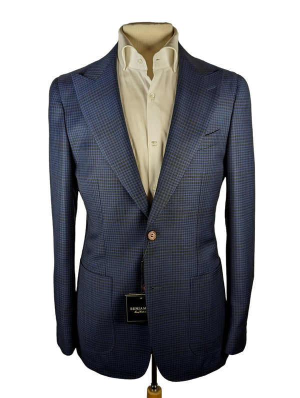 Benjamin Sport Coat Navy Check 2-button Peak Soft Shoulder Wool