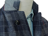 Peuterey Car Coat M/50 Navy/Grey Plaid Soft Wool