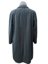 Vintage Canda Balmacaan Coat Large 40/42 Charcoal Herringbone Wool Blend