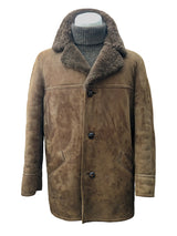 Vintage Baily's Leather Lamb Shearling Coat L/XL Brown 3-button