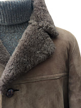 Vintage Baily's Leather Lamb Shearling Coat L/XL Brown 3-button