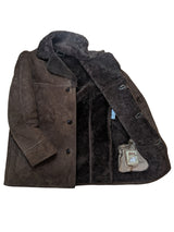 Vintage Baily's Leather Lamb Shearling Coat L/XL Brown 3-button
