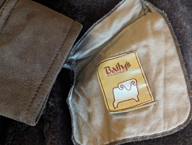 Vintage Baily's Leather Lamb Shearling Coat L/XL Brown 3-button