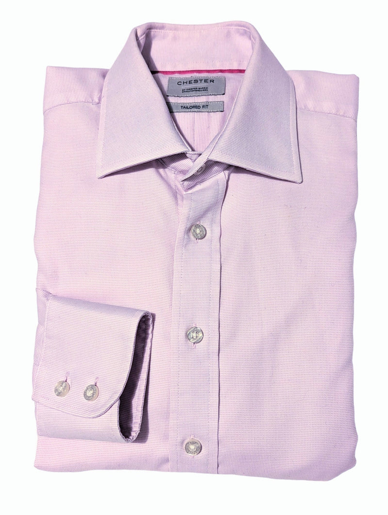 Chester Barrie Dress Shirt 15.5 Pink Spread Collar Cotton