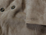 Vintage Peek & Cloppenberg Leather Lamb Shearling Coat L/42 Light Brown Double Breasted