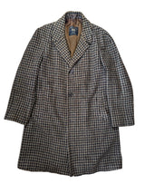 Vintage Marlsbro Tweed Balmacaan Coat L/42 Beige Bold Check 3-button pure wool