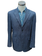 Hackett Sport Coat 40R Washed Navy Blue High 2-button Pure Linen