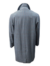 Vintage Dunn & Co. Trench Coat L/42R Grey with Blue/Burgundy Plaid