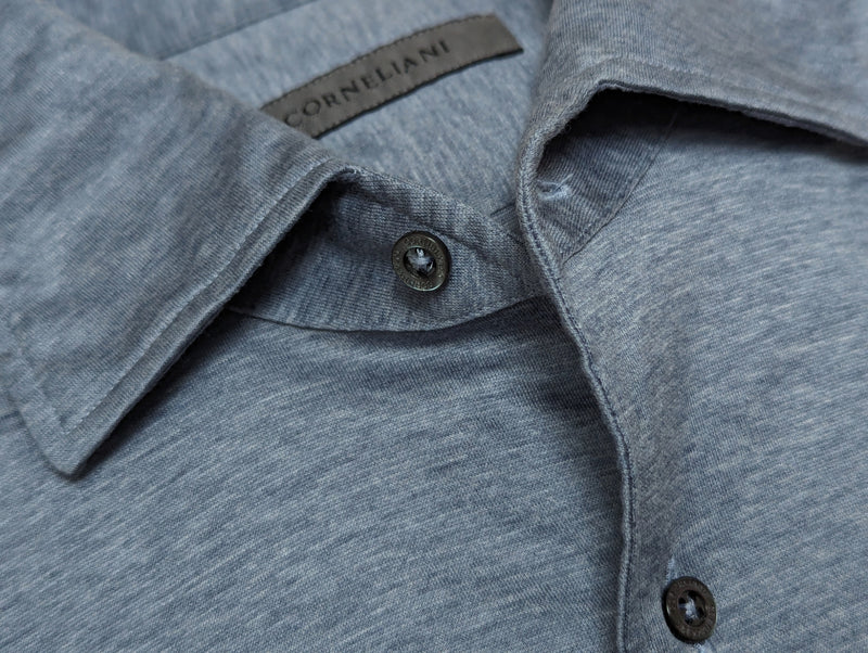 Corneliani Sport Shirt 15.75/M Blue-Grey Cotton Jersey