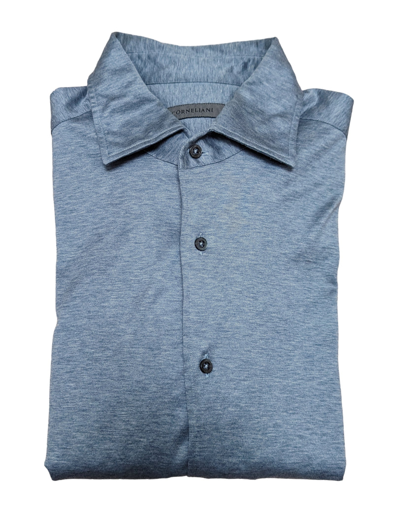 Corneliani Sport Shirt 15.75/M Blue-Grey Cotton Jersey