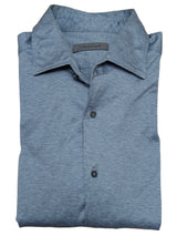 Corneliani Sport Shirt 15.75/M Blue-Grey Cotton Jersey