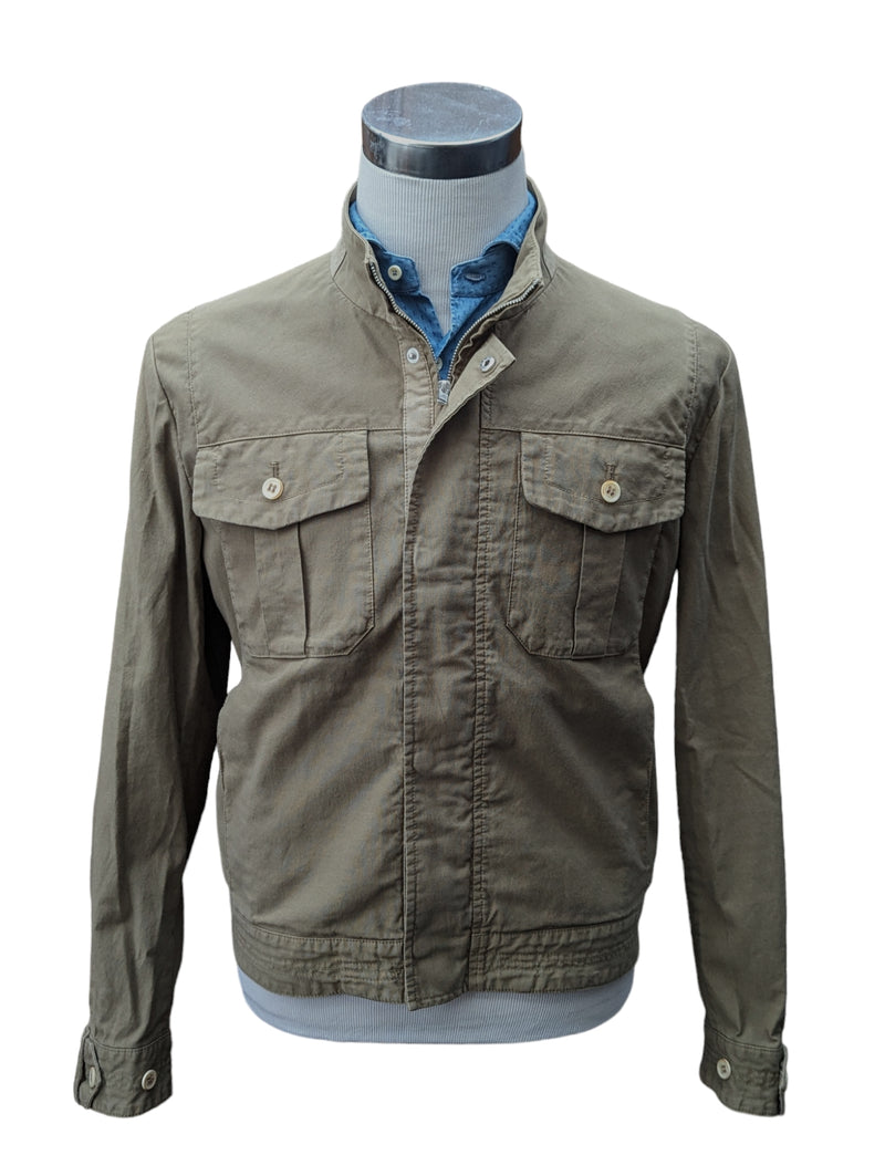 LBM 1911 Jacket Small Dark Beige Snap/Zip front Cotton