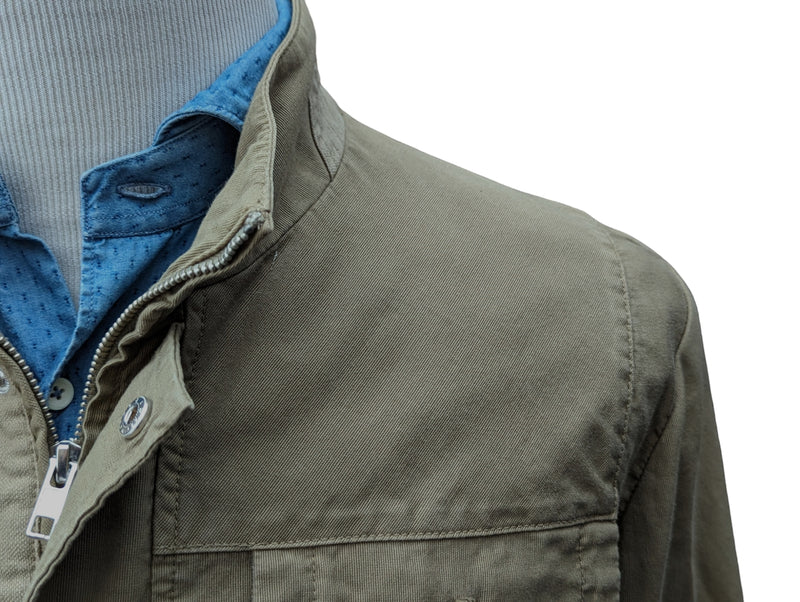 LBM 1911 Jacket Small Dark Beige Snap/Zip front Cotton