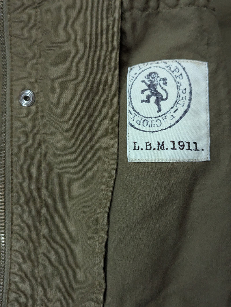 LBM 1911 Jacket Small Dark Beige Snap/Zip front Cotton
