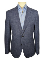 Benjamin Zegna Sport Coat Blue Plaid 2-button Soft Shoulder Wool/Linen/Cashmere
