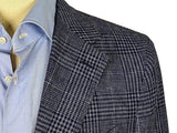Benjamin Zegna Sport Coat Blue Plaid 2-button Soft Shoulder Wool/Linen/Cashmere
