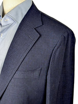 Benjamin Zegna Sport Coat Dark Navy Plaid 2-button Soft Shoulder Wool/Linen/Cashmere