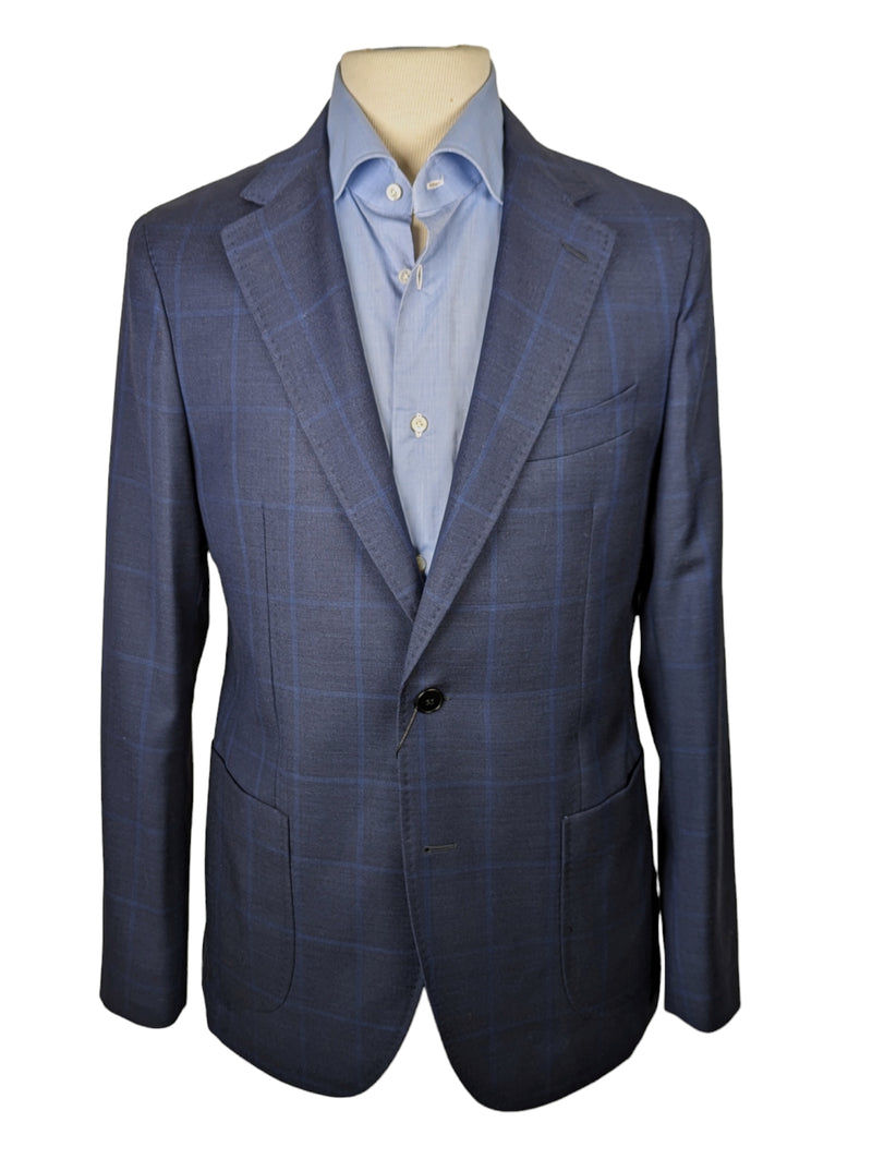 Benjamin Suit Dark Navy Blue Windowpane 2-button VBC Wool