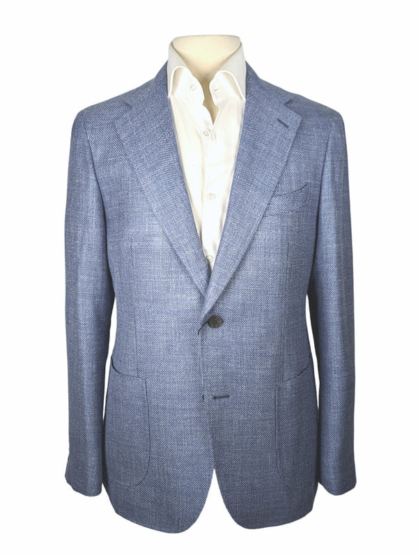 Benjamin Sport Coat Sky Blue Weave 2-button Soft Shoulder Linen/Wool VBC