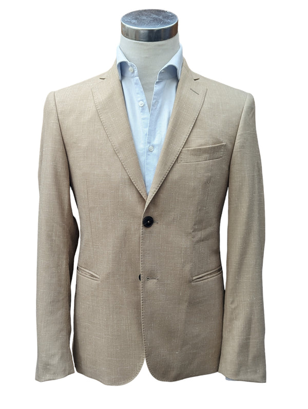 Pal Zileri Lab Suit 38S Tan Slim Fit Wool/Linen