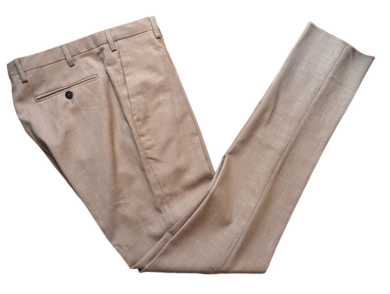 Pal Zileri Lab Suit 38S Tan Slim Fit Wool/Linen