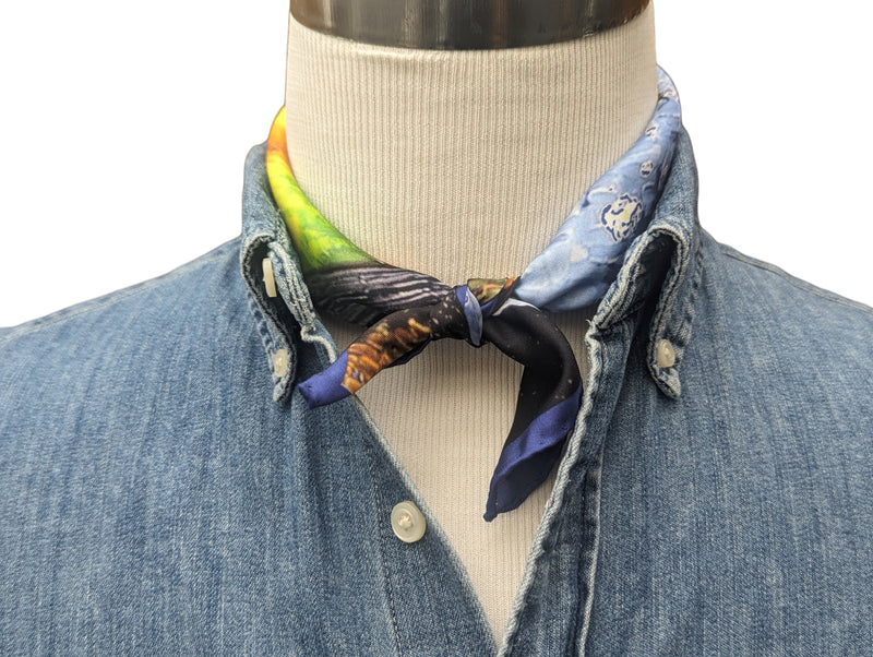 Battisti Pocket Square / Bandana Van Gogh Cafe at Night Impressionist Art Painting Pure Silk
