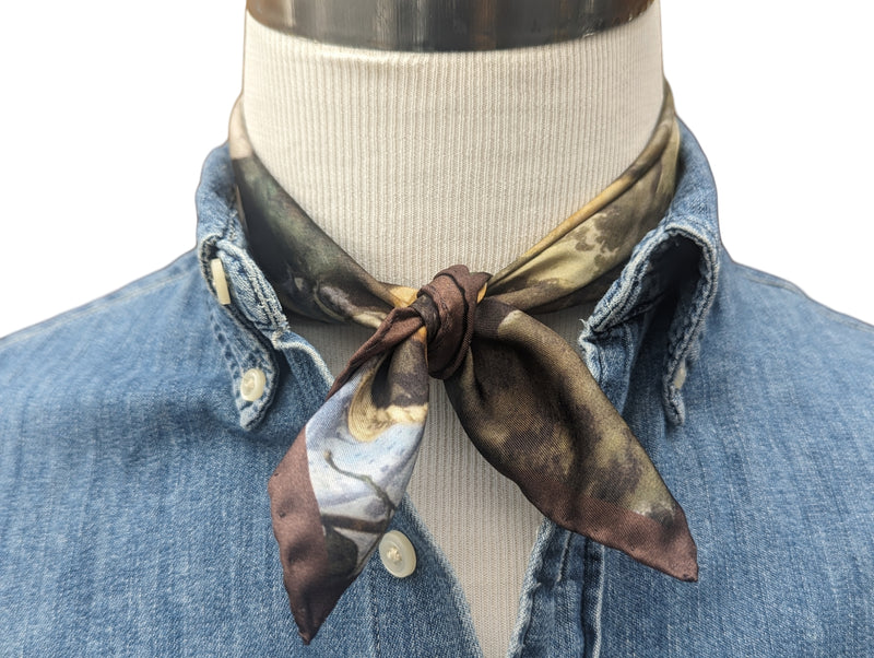 Battisti Pocket Square / Bandana Manet Luncheon on The Grass Fine Art Painting Pure Silk