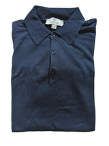 Canali Knit Polo Shirt M Navy Blue Cotton