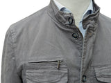 Sartorini Field Jacket M Taupe Grey Button/Zip Front Cotton