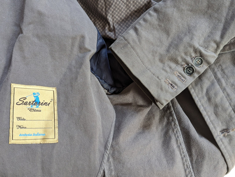 Sartorini Field Jacket M Taupe Grey Button/Zip Front Cotton