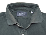 The Wardrobe Long Sleeve Tailored Polo Shirt S/M Green pique cotton
