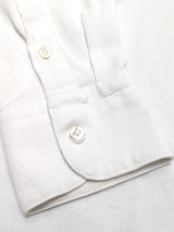 The Wardrobe Long Sleeve Tailored Polo Shirt S/M White pique cotton