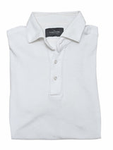 The Wardrobe Long Sleeve Tailored Polo Shirt S/M White pique cotton
