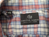 Chester Barrie Shirt XL/17.5 Red/Blue Plaid Spread Collar Cotton