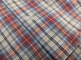 Chester Barrie Shirt XL/17.5 Red/Blue Plaid Spread Collar Cotton