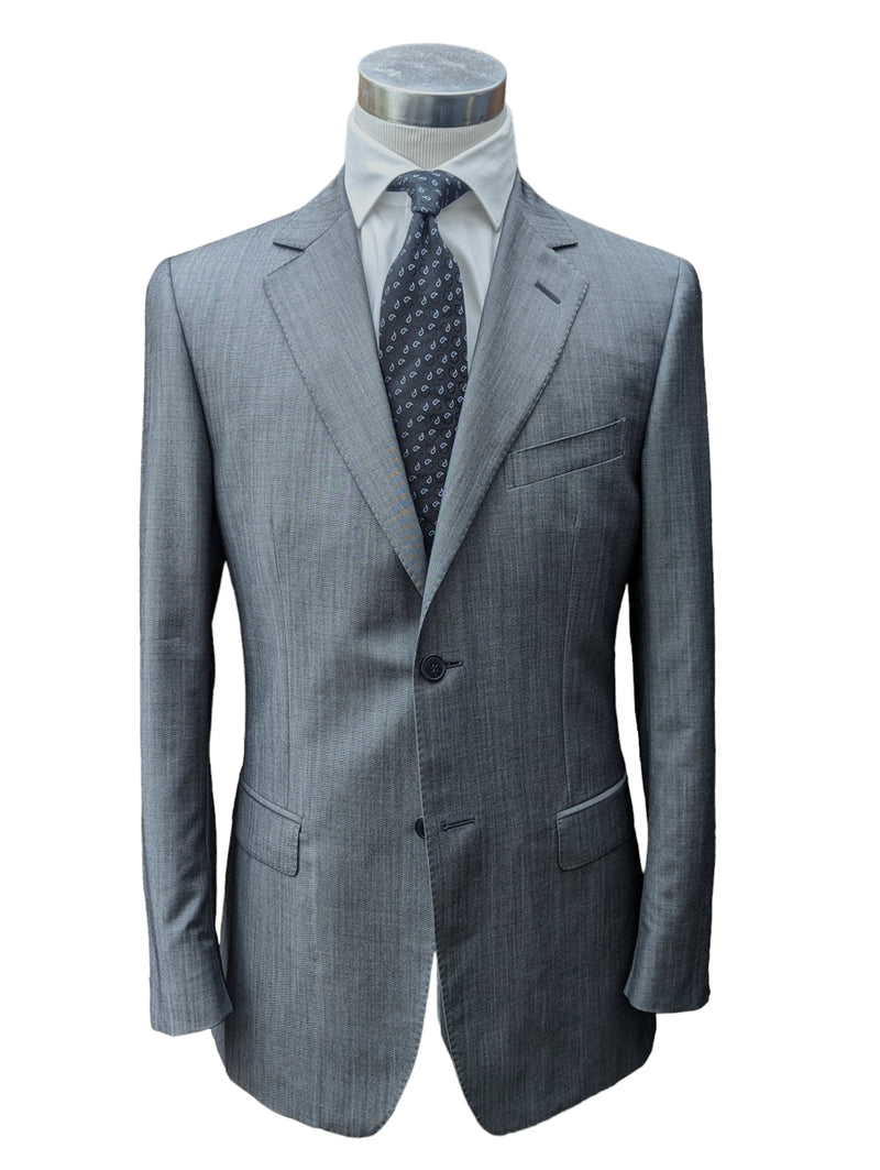 Z Zegna Suit 38R Grey Sharkskin Wool/Mohair