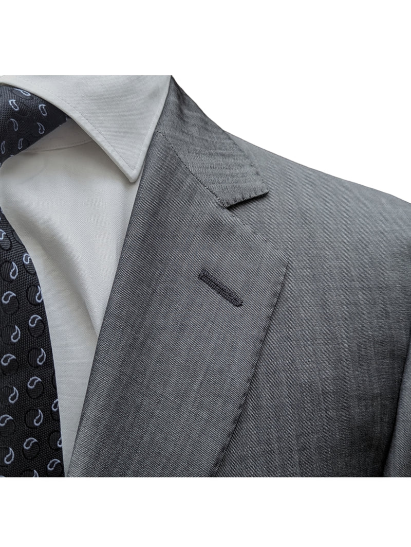 Z Zegna Suit 38R Grey Sharkskin Wool/Mohair