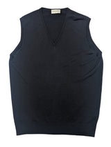 John Smedley Sweater Vest L Navy Extrafine Merino
