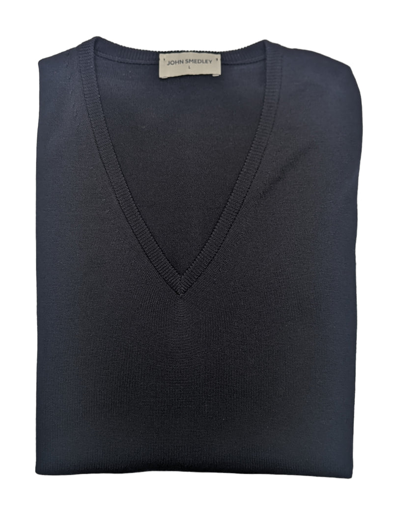 John Smedley Sweater Vest L Navy Extrafine Merino