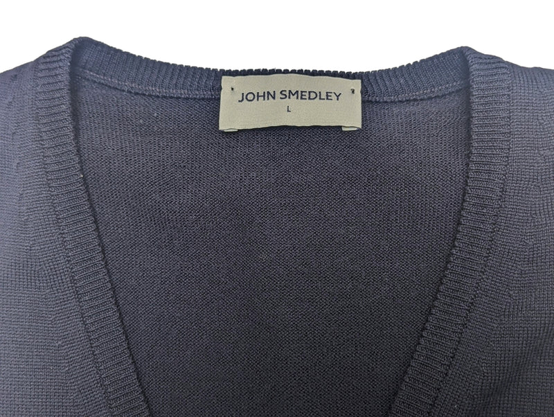 John Smedley Sweater Vest L Navy Extrafine Merino